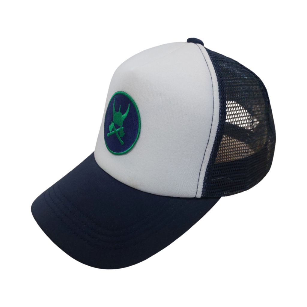 Sander Trucker Cap - Navy & White with Green Logo