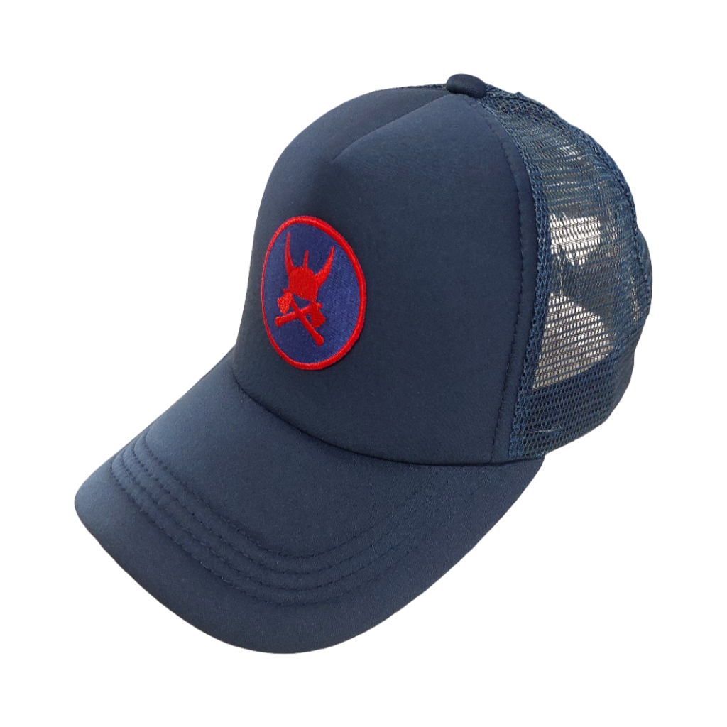 Sander Trucker Cap - Navy Blue with Red Logo