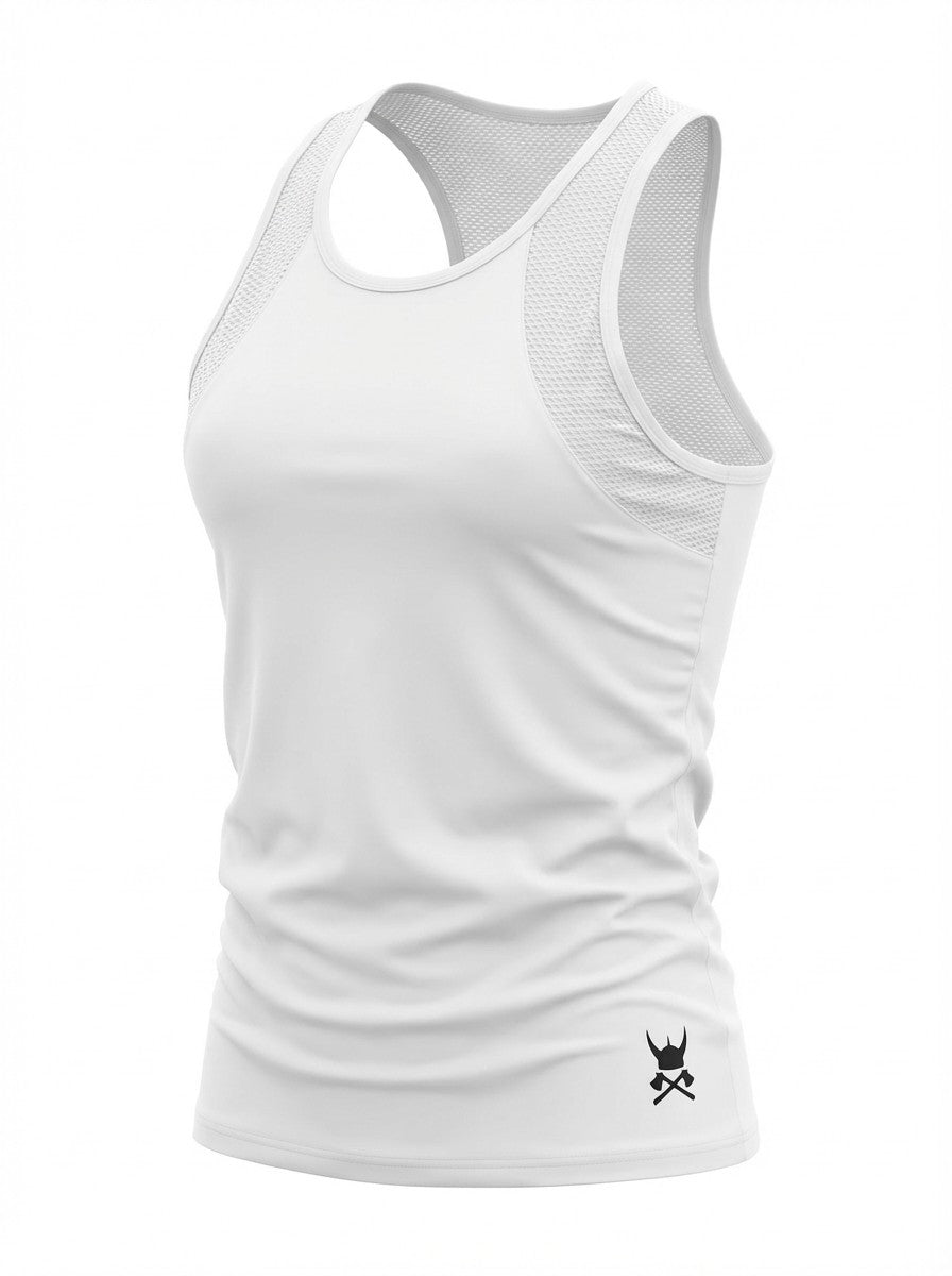 Sienna – White Vest with Net Insets