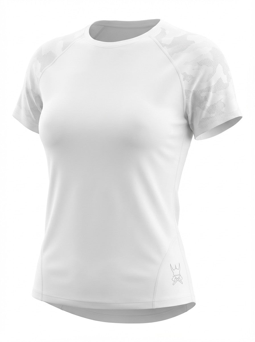 Marta – White Tee with Back and Sleeve Meshing